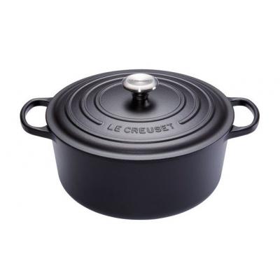 LE CREUSET STOOFPOT ROND 20CM MAT ZWART